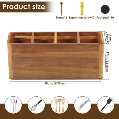 Acacia Wood Utensil Holder Organizer Multipurpose Kitchen Utensil Storage tyrLD