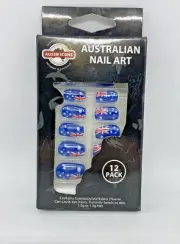 Australian Nail Art Flag Aussie Icons Fake Nails 12 Pack