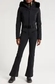 Goldbergh Parry Waterproof Snowsuit with Faux Fur Trim in Black at Nordstrom, Size 12 Us