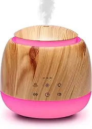 Aromatherapy Diffuser & White Noise Machine Combines 10 Relaxing Sounds,7 Color LED Light,5 Level Volumn,2 Level Warm Night-light,3 Timer, Mist and Waterless Auto Shutoff for Better Sleep(Light Brown)