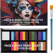 Face Paint Palette - 10 Grids Facial Painting Set for Adults,Washable Sweat-Proof Cosmetics Supplies for Cosplay Stage Performances Theme Parties Halloween