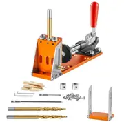 30 Pcs Pocket Hole Jig Kit, Adjustable & Easy to Use Pocket Hole Jig System with Step Drills, Wrenches, Drill Stop Rings, and Square Drive Bits, Dual Scale Marks for DIY Carpentry