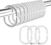Plastic Shower Curtain Rings Hooks, 24 Pcs Shower Curtain Rings, Plastic Curtain C Rings Roller Rust-Resistant & Anti-Drop Shower Hooks for Curtain Bathroom Shower Curtains (White)