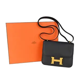 Hermes 愛馬仕Constance 18cm Epsom牛皮斜背包(89黑/Z刻/金釦)