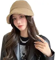 [Generic] 2025 Fleece Bucket Hat Women Fashion Wide Brim Baseball Cap Reversible Wear Soft Warm Winter Hats Casual Skull Cap