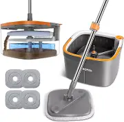 Spin Mop and Bucket System, Includes Dual Compartment Mop Bucket with Thick Wash