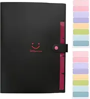 Expanding File A4 with 5 Compartments, Document Folder A4 with 2 Category Items, Non-Slip Press Stud Folder, Durable Portfolio Folder A4