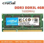 CRUCIAL DDR3 DDR3L 1.35V 4GB 1600 MHz PC3-12800 Laptop Memory RAM SODIMM 4GB