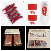 2 Pair No-Tie Elastic Shoelaces|Strings Sneakers▪︎Tennis Shoes Kids|Adults (RED)