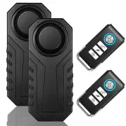 2× Bicycle Alarm Anti Theft Wireless Vibration Motion Sensor Waterproof w/Remote