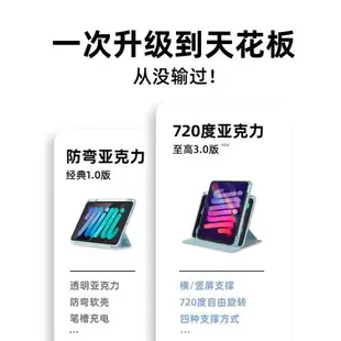 白羊iPad Air5保護套帶筆槽藍色ipad10代八可旋轉可愛防彎mini6第九代12.9英寸亞克力2017/18pro11平板保護殼
