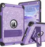 YINLAI for iPad 9.7 6th/5th Generation(2018/2017) Case, iPad Air 2 Case with Adjustable Kickstand, Slim Glitter Bling Tablet Case, Shockproof Protective Tablet Cover for Kids Girls Women, Purple
