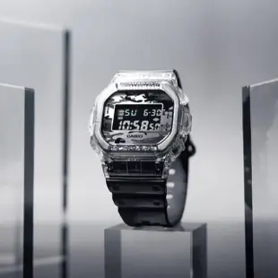 【CASIO 卡西歐】G-SHOCK 透明迷彩 經典方形電子錶(DW-5600SKC-1)