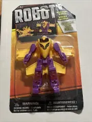 Robot Transforming Vehicle Toy. Yellow Purple Jet Knock Off Transformer