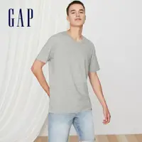 在飛比找蝦皮商城優惠-Gap 男裝 棉質舒適V領短袖T恤-淺麻灰色(440768)