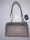 DKNY Bryant Park Medium Hok Top Zip Satchel Green/ Brown /Beige