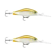 2x Rapala 5cm Shadow Rap Jack Deep Dive Crankbait Fish Lures -White Pilchard UV