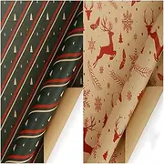 Christmas Style Cute Series Wrapping Paper Kraft Paper Pack of Five Christmas for Family Friends and Classmates 27.5in (Color : D)