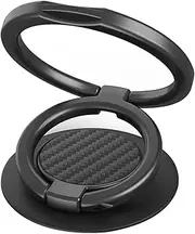 MonIdea Phone Grip, Phone Ring Holder Finger Kickstand, Adjustable Metal Cell Phone Rings Gripper Stand Work with Magnetic Car Mount for iPhone Samsung &Other Phones - Black Weave