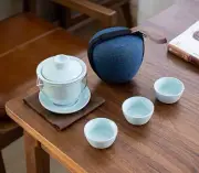 290ml Portable Glass Ceramic Tea Set Travel Case Gaiwan Teapot Infuser Tea Cup