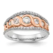 14K White u0026 Rose Gold Real Diamond Band