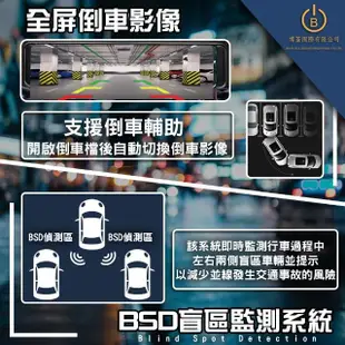 【響尾蛇】A29 電子後視鏡行車紀錄器 2K高畫質 BSD盲區監測 ADAS GPS測速(雙鏡頭行車記錄器 贈32G)