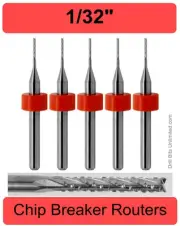 1/32" Router Bit Chip Breaker Fishtail Solid Carbide FIVE Pcs. 1/8" Shaft R149