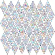 Window Decals for Bird Strikes - 42 Rhombus Anti-Collision Window Clings to Save Birds from Window Collisions,Non Adhesive Prismatic Window Clings, Rainbow Suncatcher Stickers