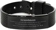 [Generic] Grandmom Unique Black Shark Mesh Bracelet - Inspirational Psalm 145: 18-19 Gifts for Holidays, Birthday, Christmas - Hope and Confidence Jewelry for Grandmom, Small, Silver Plated Zinc, Cubic Zirconia