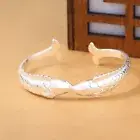 Woman 925 Sterling Silver Handmade Luxury Dual Fish Bracelet Bangle Jewelry