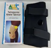 ALEX Neoprene Knee Sleeve, Open Patella, Lateral Stays (Size: S) Black