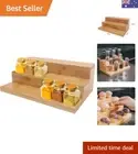 Bamboo Spice Rack Organizer 3 Tier Step Shelf Cabinet Multipurpose Wooden Spi...