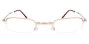 Rectangle Semi Rimless Metal Men's Glasses Gold Size +1.00 - Lenses Included - Private Health Rebate - Blue Light Block Available - SmartBuy Readers