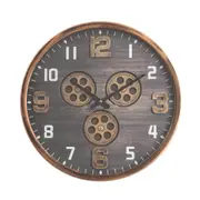 Jacob Round Moving Cogs Wall Clock Copper Black Wash