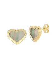 14K Italian Gold Pearl Heart Studs