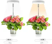 Monehet 2Pcs Plant Grow Light, Full Spectrum, Brightness Adjustable, Auto 3/9/12H Timer, 6.69”-24” Height Adjustable, White, Aluminium, Ideal for Small Medium Plants
