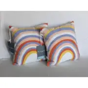 2 Set Koolaburra by Ugg Kids Rainbow Wave Decorative Throw Pillow 14x14 NEW