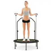 Costway 40" Mini Trampoline Fitness Rebounder Handrail Indoor Home Gym Cardio Exercise Trainer,Green