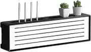 Wooden Wireless WiFi Router Storage Box, White Floating Tv Stand Wall-Mounted Set-Top Box Router Shelf Cable Management Hider Rack Radiator Covers for Home Deco