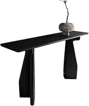 Vintage Solid Wood Entryway Table, Long Console Table, Sofa Table with Special Legs, Farmhouse Side Table for Foyer Hallway Living Room Behind Couch(Black,Medium)