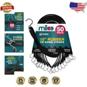 Adjustable Safe Tying 15-Inch Bungee Cords - 50 Pack with Stainless Steel Hooks