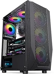 Mid-Tower ATX/M-ATX/ITX Gaming Case, Dual Tempered Glass Panels Vertical GPU Bracket Supports Water Cooling