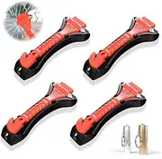 Pack of 4 Emergency Hammer for Car, Car Safety Hammer, Emergency Hammer with Car Window Breaker and Safety Belt Cutter, Safety Hammer with Survival Whistle for Car, Bus, Car, Truck