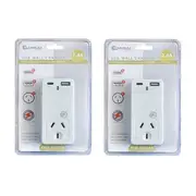 2PK Sansai 2.4A USB Wall Socket Adaptor Phone Charger With USB-A/USB-C Port Wht