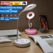 LED Adjustable Study Reading Light USB Socket Phone Charger Table Desk Lamp