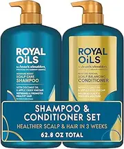 (NEW with Pump) - Head & Shoulders Royal Oils Dandruff Shampoo & Conditioner Set with Coconut Oil and Apple Cider Vinegar, Curly Hair Products, 929ml Each