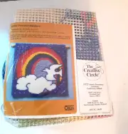Vintage Creative Circle Latch Hook Kit Decor NEW Retro Peaceful Rainbow Dove NOS