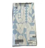 Ikea Sommardrom Paper Napkin Blue Fish Pattern 15x15" SEALED New Jona Stefansdot