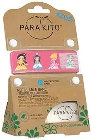 PARAKITO Mosquito Band Kids - Mosquito Band Kids - Mozzie Bands Kids - w/Natural Essential Oils, No DEET, No Alcohol, Waterproof, From 3+ Years. 30 Days Protection, 15 Days per Pellet, 2 Pellets per Pack (Princess)