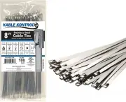 Metal Zip Ties 8 Inch 100 Pcs, 200 Lbs Tensile Strength, Self-Locking Multi-Purp